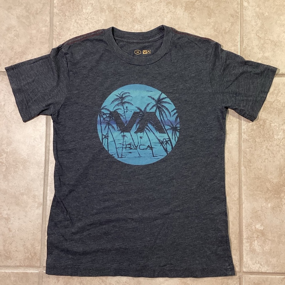 RVCA Gray Crew Neck Short Sleeve Tee Boys Size Medium
